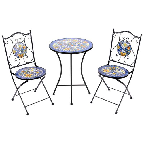 Ensemble Pour Bistro Pliant Coriano Métal Noir