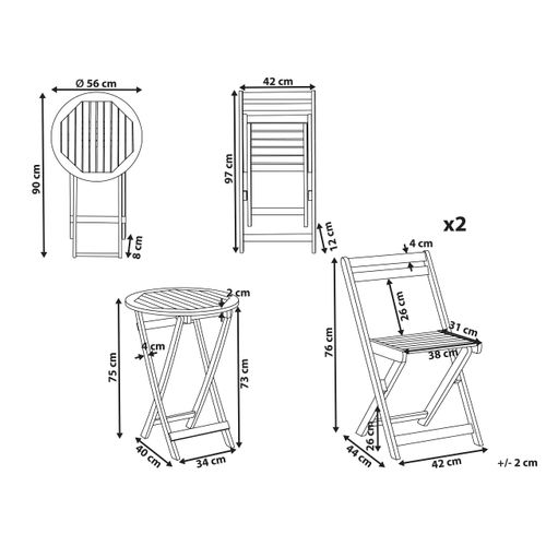 Ensemble Pour Bistro Pliant Sacile Acacia Marron