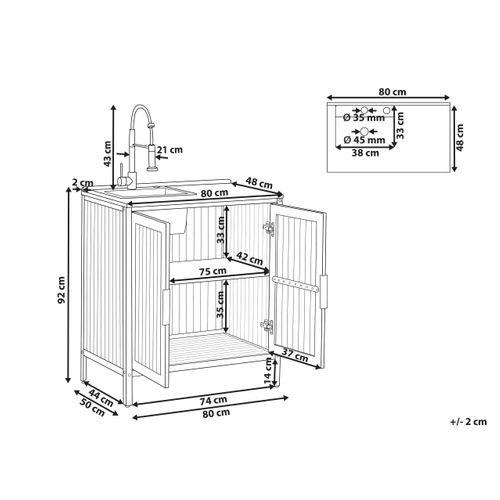 Meuble De Cuisine D'extérieur Avec Évier Ivrea Bois D'acacia Certifié Marron/argenté