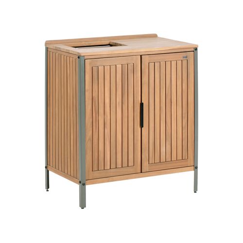 Meuble De Cuisine D'extérieur Avec Évier Ivrea Bois D'acacia Certifié Marron/argenté