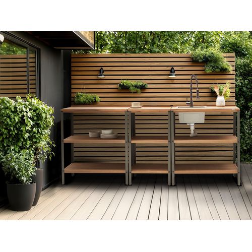 Ilot De Cuisine Extérieure Ivrea Bois D'acacia Certifié Marron