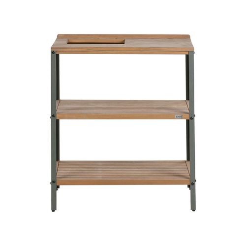 Ilot De Cuisine Extérieure Avec Évier Ivrea Bois D'acacia Certifié Marron/argenté