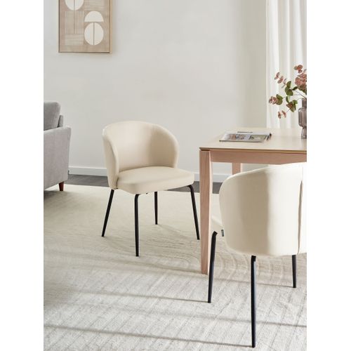Lot De 2 Chaises De Salle à Manger Zana Cuir Pu Beige Clair