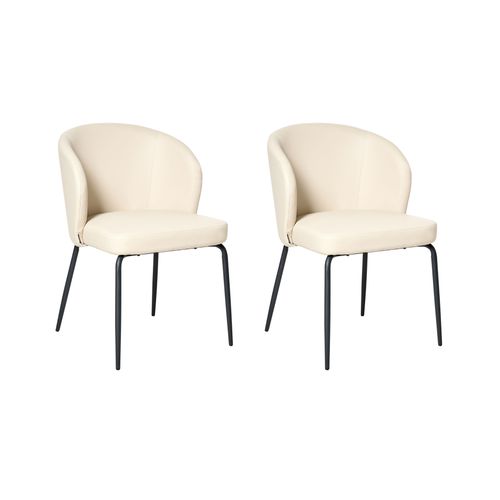 Lot De 2 Chaises De Salle à Manger Zana Cuir Pu Beige Clair