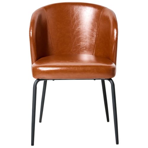 Lot De 2 Chaises De Salle à Manger Zana Cuir Pu Marron Doré