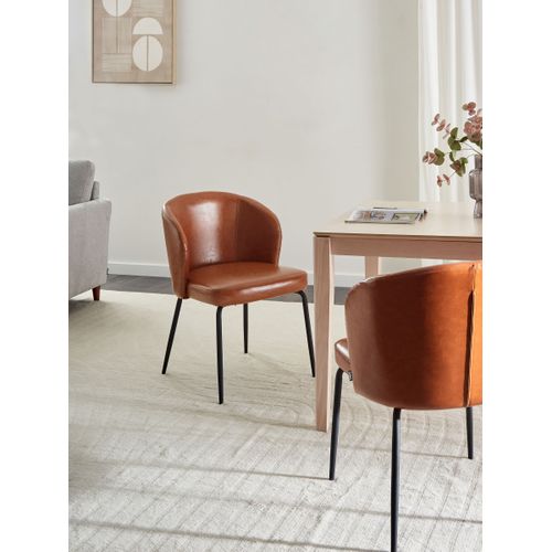 Lot De 2 Chaises De Salle à Manger Zana Cuir Pu Marron Doré