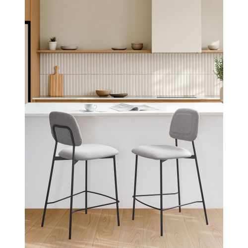 Lot De 2 Chaises De Bar Duette Lin Synthétique Gris Clair