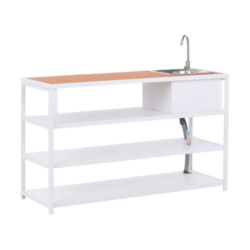 Ilot De Cuisine Extérieure Avec Évier Avetrana Métal Marron/blanc