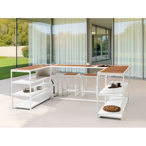 Table De Bar De Jardin Avetrana 150 Cm 50 Cm Marron/blanc