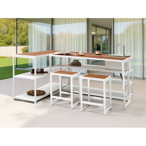 Table De Bar De Jardin Avetrana 150 Cm 50 Cm Marron/blanc