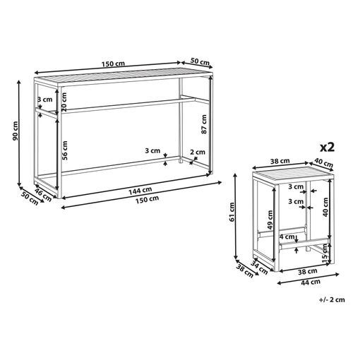 Ensemble De Bar De Jardin 2 Places Avetrana Métal Marron/blanc