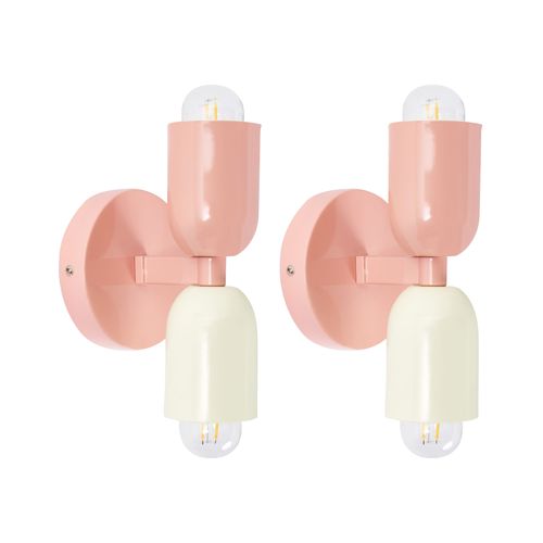 Lot De 2 Lampes Murales Topi Métal Rose Pastel