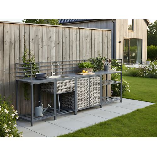 Cuisine D'extérieur 4 Pièces Avec Évier Mirador Gris