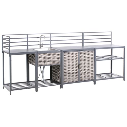 Cuisine D'extérieur 4 Pièces Avec Évier Mirador Gris