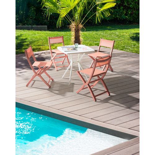 Lot De 4 Chaises De Jardin Talca Pliant Corail