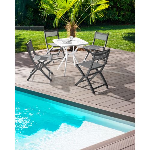 Lot De 4 Chaises De Jardin Talca Gris Foncé
