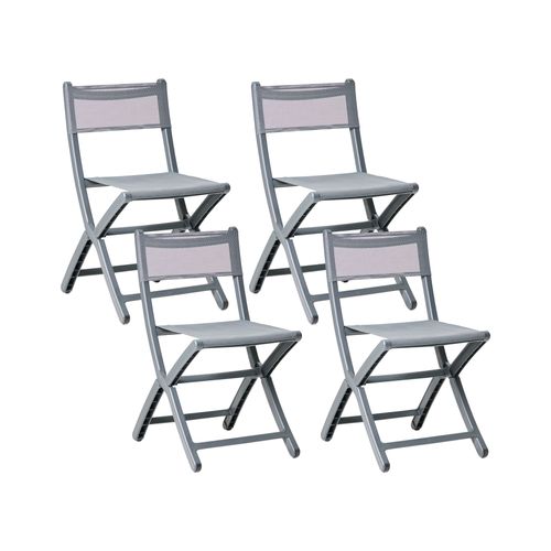 Lot De 4 Chaises De Jardin Talca Gris Foncé