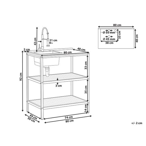 Ilot De Cuisine Extérieure Avec Évier Ivrea Bois D'acacia Certifié Marron/noir