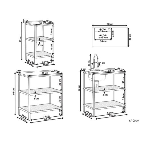 Cuisine D'extérieur 3 Pièces Avec Évier Ivrea Bois D'acacia Certifié Marron/argenté