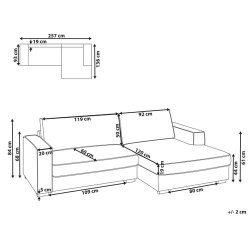 Canapé D'angle Renders Tissu Beige Clair Côté Gauche