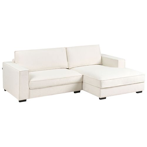 Canapé D'angle Renders Bouclé Blanc Cassé Côté Gauche