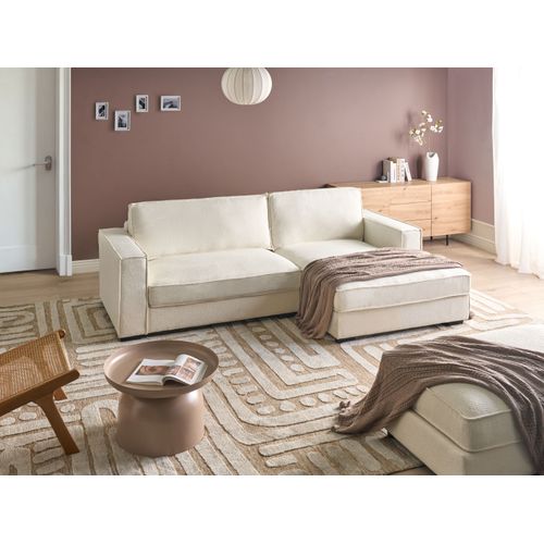 Canapé D'angle Renders Bouclé Blanc Cassé Côté Gauche