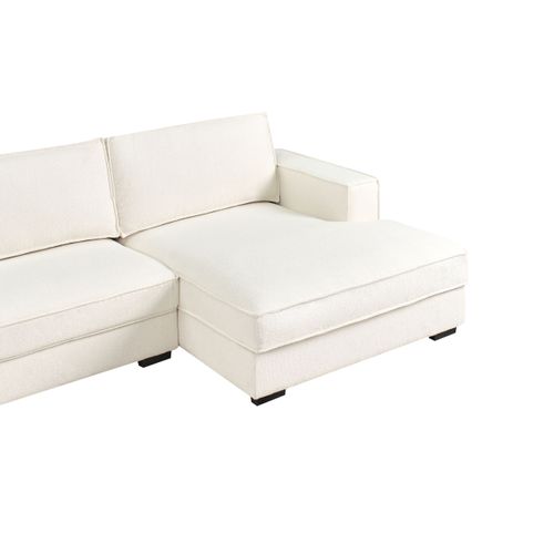Canapé D'angle Renders Bouclé Blanc Cassé Côté Gauche