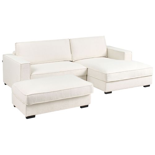 Canapé D'angle Renders Bouclé Blanc Cassé Avec Ottoman Côté Gauche