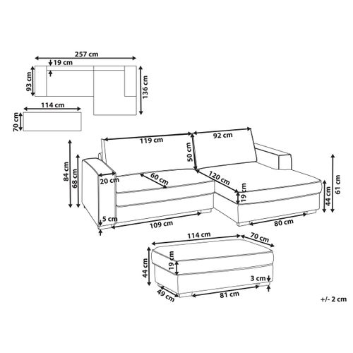 Canapé D'angle Renders Bouclé Blanc Cassé Avec Ottoman Côté Gauche