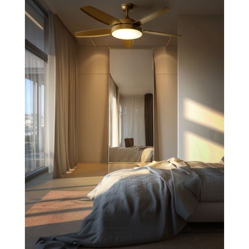 Ventilateur De Plafond Avec Lampe Goshaaba Avec Télécommande LED Laiton