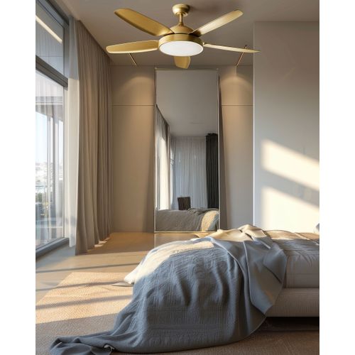 Ventilateur De Plafond Avec Lampe Goshaaba Avec Télécommande LED Laiton