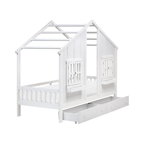 Lit à Tiroirs Pour Enfants Bois De Pin Trappes 90 X 200 Cm Blanc