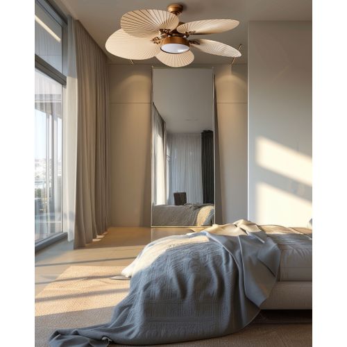 Ventilateur De Plafond Avec Lampe Bormejo Avec Télécommande LED Doré