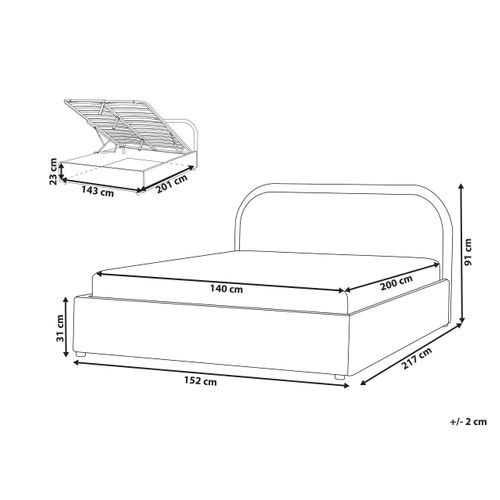 Lit Ottoman Tissu Chenille Quillien 140 X 200 Cm Beige