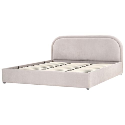 Lit Ottoman Tissu Chenille Quillien 180 X 200 Cm Beige