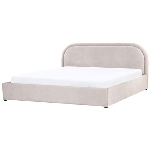 Lit Ottoman Tissu Chenille Quillien 180 X 200 Cm Beige