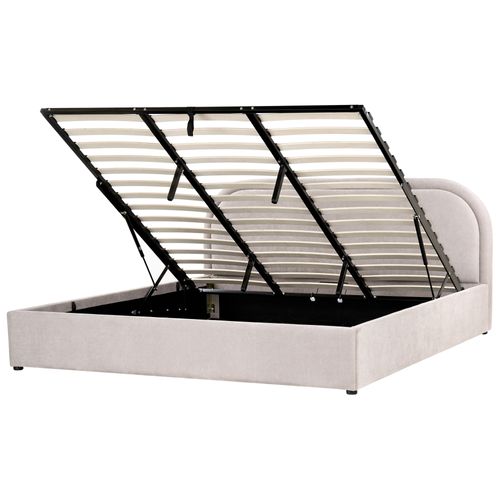 Lit Ottoman Tissu Chenille Quillien 180 X 200 Cm Beige