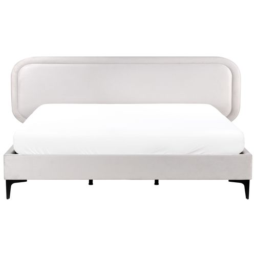 Lit Avec Sommier Velours Suzette 180 X 200 Cm Gris Clair