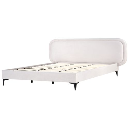 Lit Avec Sommier Velours Suzette 180 X 200 Cm Gris Clair
