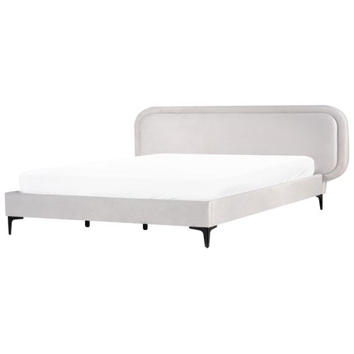 Lit Avec Sommier Velours Suzette 180 X 200 Cm Gris Clair