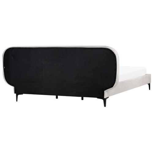 Lit Avec Sommier Velours Suzette 180 X 200 Cm Gris Clair