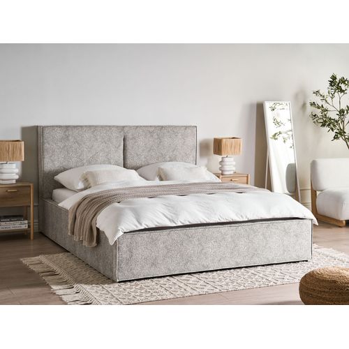 Lit Ottoman Velours Tricoté Moissac 160 X 200 Cm Noir/blanc