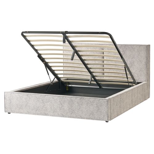 Lit Ottoman Velours Tricoté Moissac 160 X 200 Cm Noir/blanc