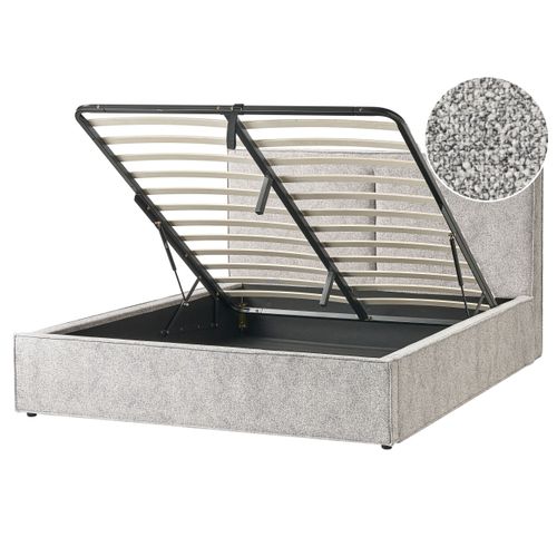 Lit Ottoman Velours Tricoté Moissac 160 X 200 Cm Noir/blanc