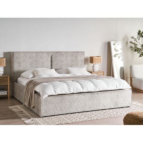 Lit Ottoman Velours Tricoté Moissac 180 X 200 Cm Noir/blanc