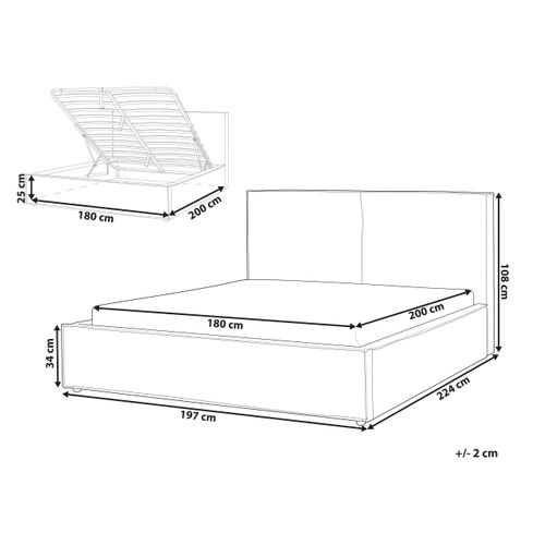 Lit Ottoman Velours Tricoté Moissac 180 X 200 Cm Noir/blanc