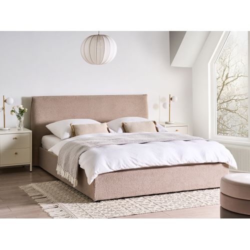 Lit Ottoman Bouclé Lavaur 160 X 200 Cm Taupe
