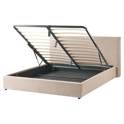 Lit Ottoman Bouclé Lavaur 160 X 200 Cm Taupe