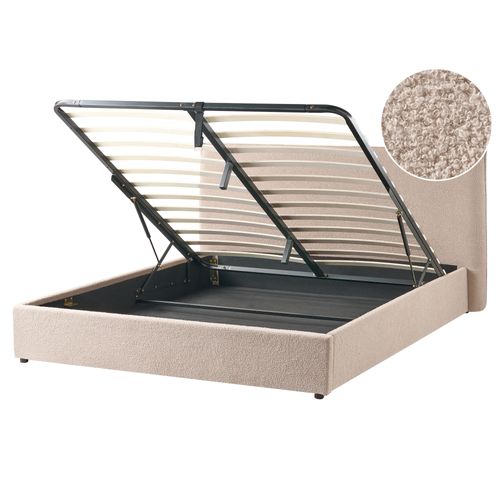 Lit Ottoman Bouclé Lavaur 160 X 200 Cm Taupe