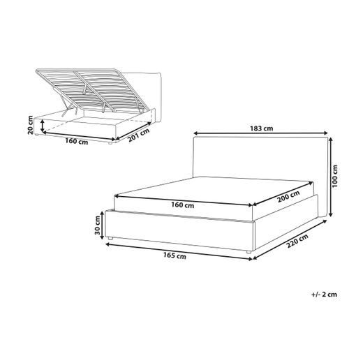 Lit Ottoman Bouclé Lavaur 160 X 200 Cm Taupe